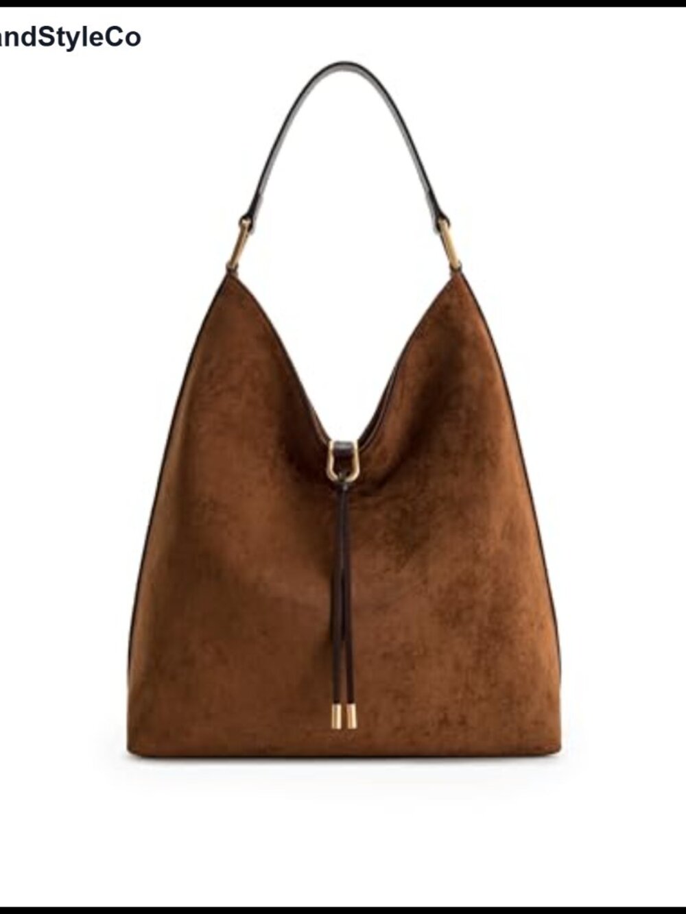 Faux Suede Shoulder Bag with Gold Hardware for Women โ Hobo Style Fits iPad - Picture 1 of 6